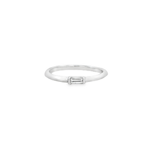 Lady's White 14 Karat East To West Fashion Ring Size 6.5 With One 0.1C