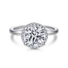 White 14 Karat Low Profile Halo Ring Size 6.5 With One 8.00Mm Round Cu