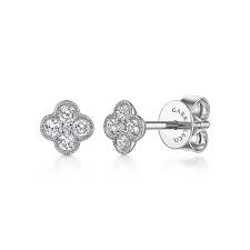 Flower Stud Earrings | 14k White