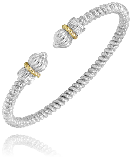 Lady's Ss & 14Kty 3Mm Open Band Bracelet