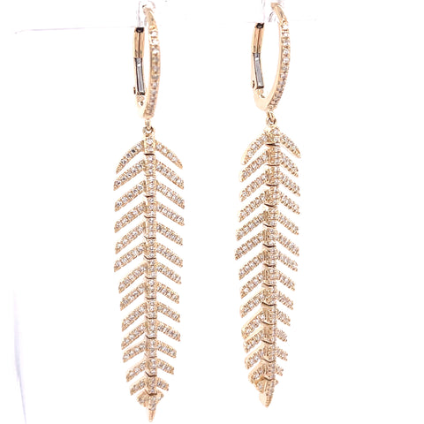 Feather Dangle Earrings | 14k Yellow