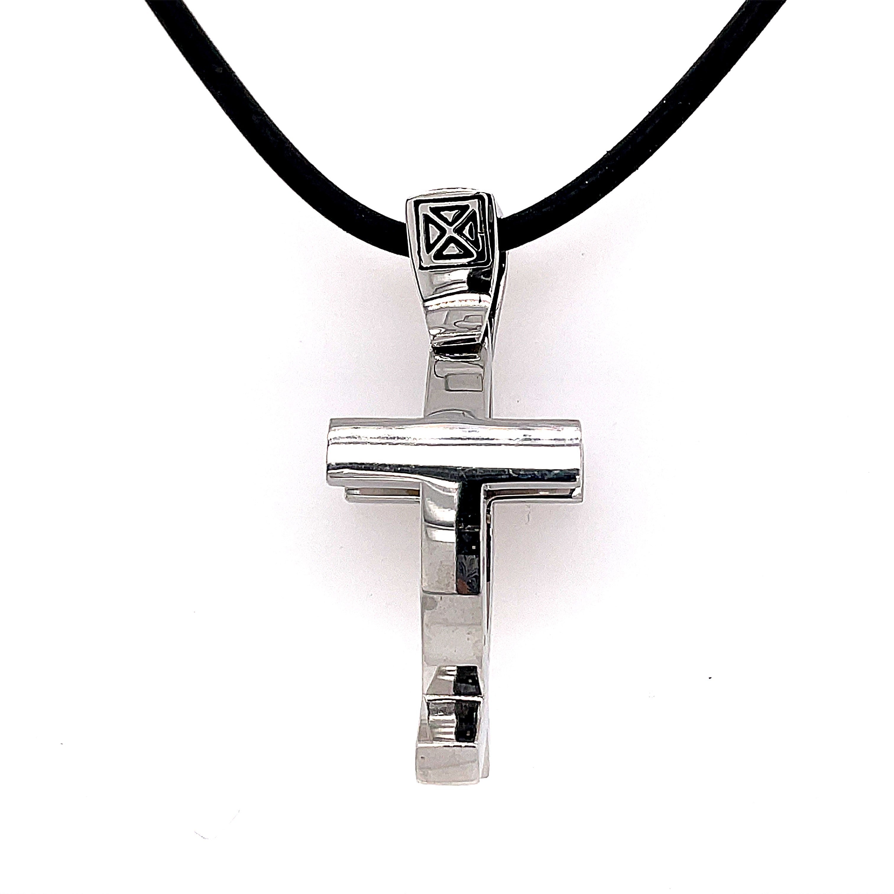 White Sterling Silver Faith Solid Cross/Fish Jewelry