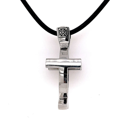 White Sterling Silver Faith Solid Cross/Fish Jewelry