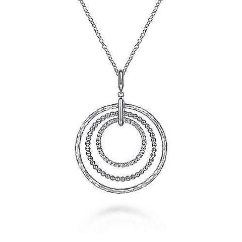 White Polished Sterling Silver Triple Row Circle Chain Length 24 With