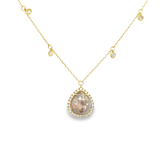 Halo Necklace | 18k Yellow (2.11ct Pear)