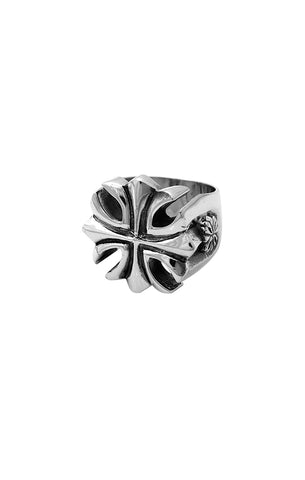 White Sterling Silver Gothic Cross Ring, Size 10 Fashion Jewelry