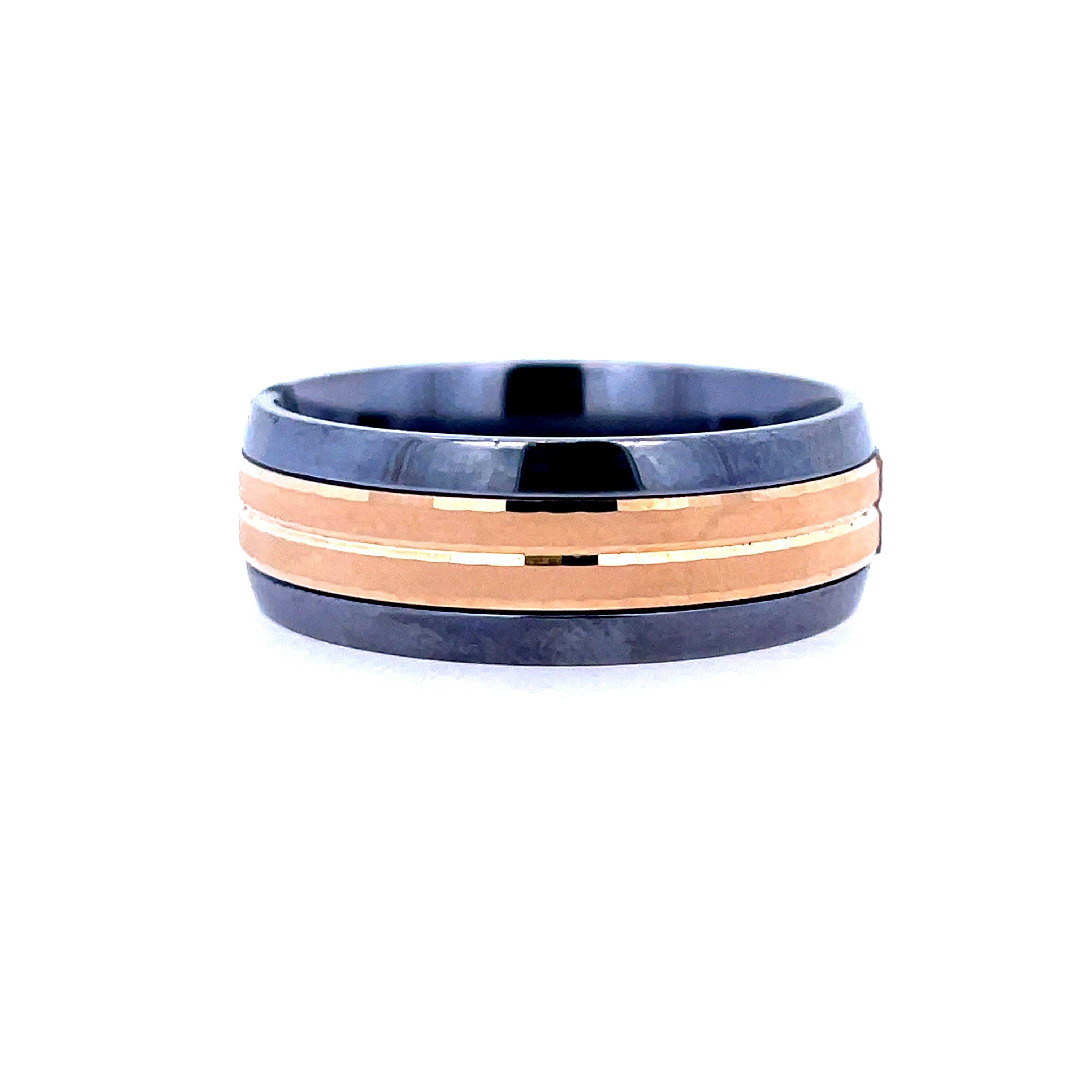 White/Yellow Tantalum/14K 8Mm Lined Center Wedding Band