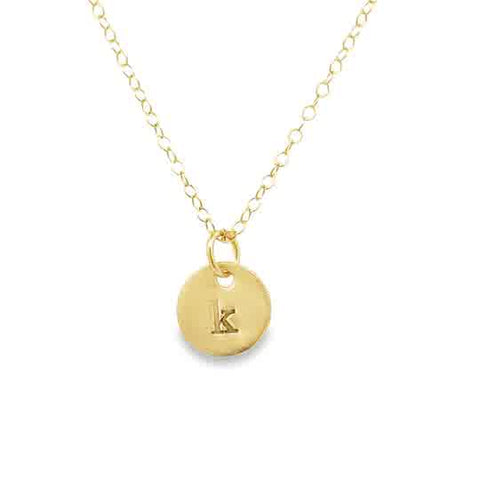 Gold Filled Tiny Initial Necklace | 24k Yellow