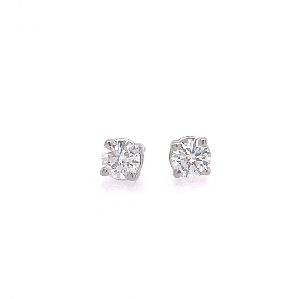 Lady's White Polished 14 Karat Four Prong Studs Earrings With 2=0.25Tw
