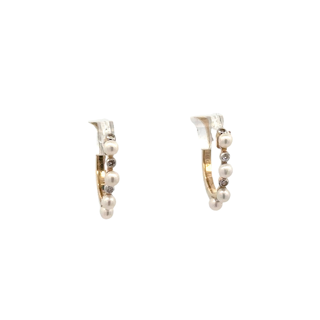 Graduating Hoops Pearl Earrings | 14k Yellow