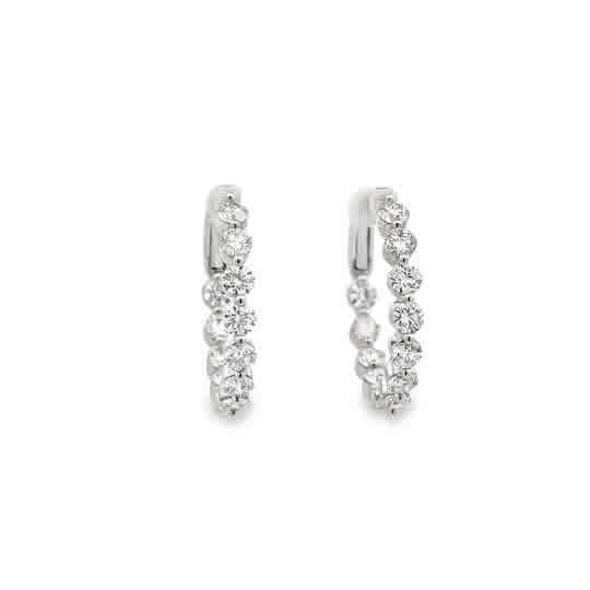 Lady's White 18 Karat Single Shared Prong With Lever Back Earrings Wit