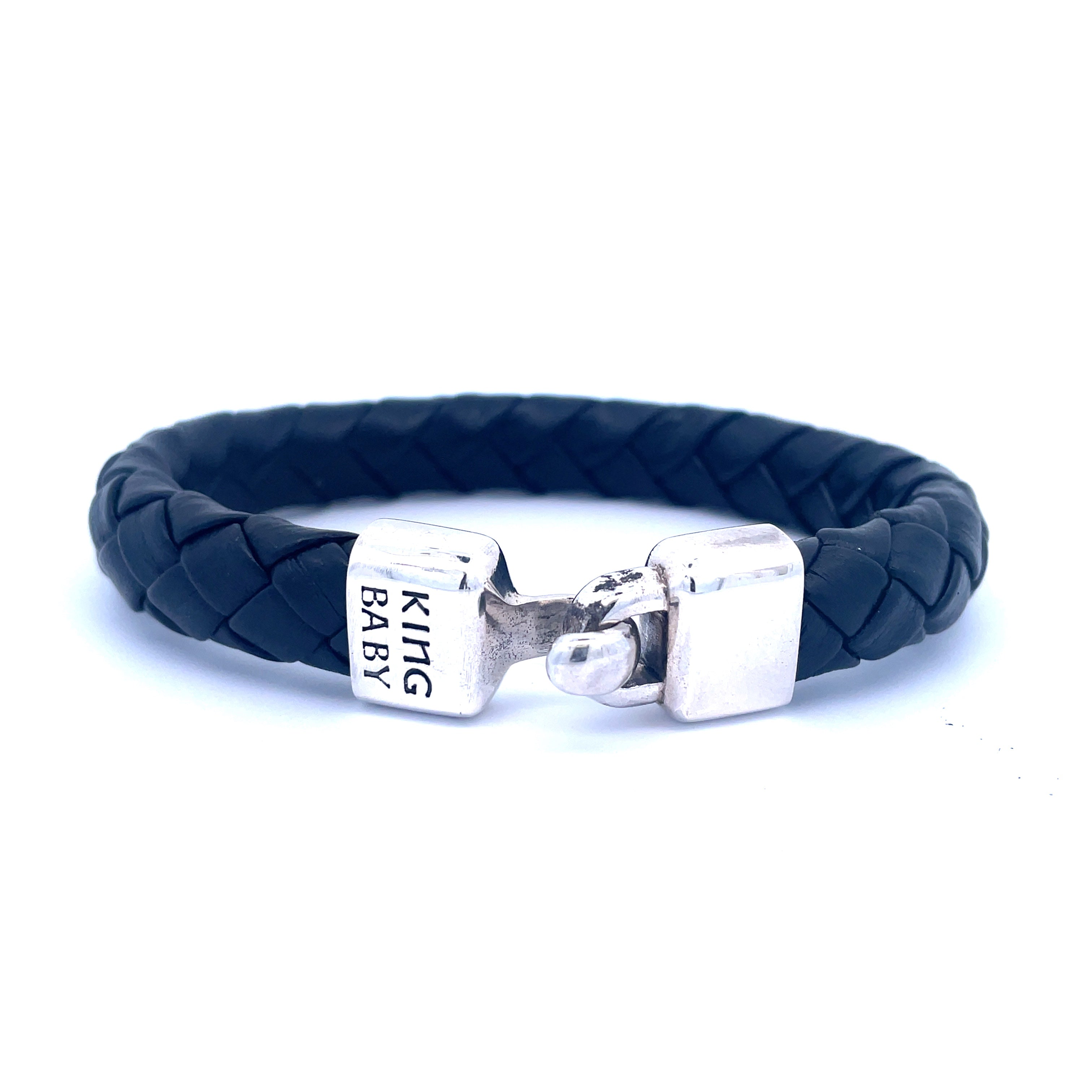 Braided Leather Bracelet | White Sterling Silver