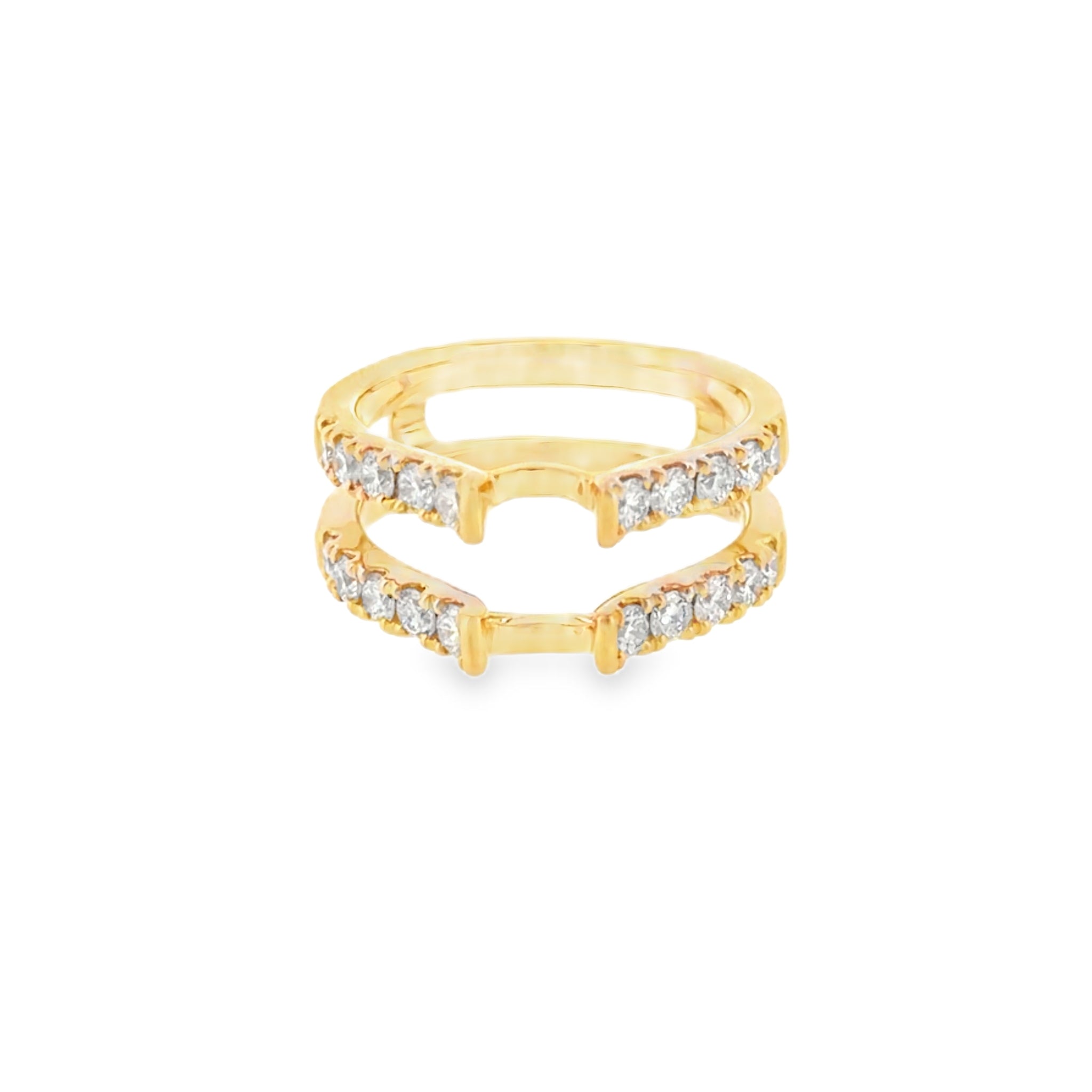 14 Karat Yellow Gold Double Row with 1.00ctw Round Brilliant Cut Diamonds Guard