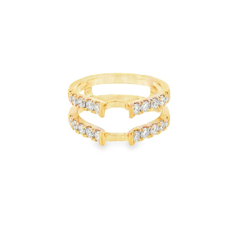 14 Karat Yellow Gold Double Row with 1.00ctw Round Brilliant Cut Diamonds Guard