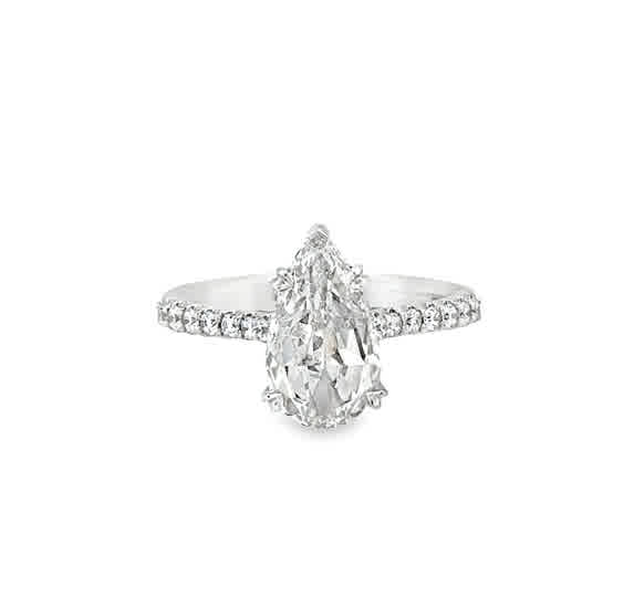 Hidden Halo Ring | 14k White (1.60ct Pear)