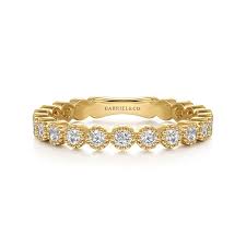 14ky Bezel Set Stackable Fashion Ring with .56ct Round Brilliant cut Diamonds