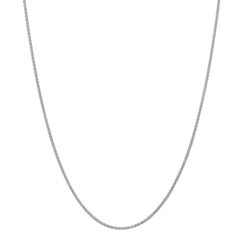White 14 Karat 1Mm Solid Spiga Wheat Chain Length 18