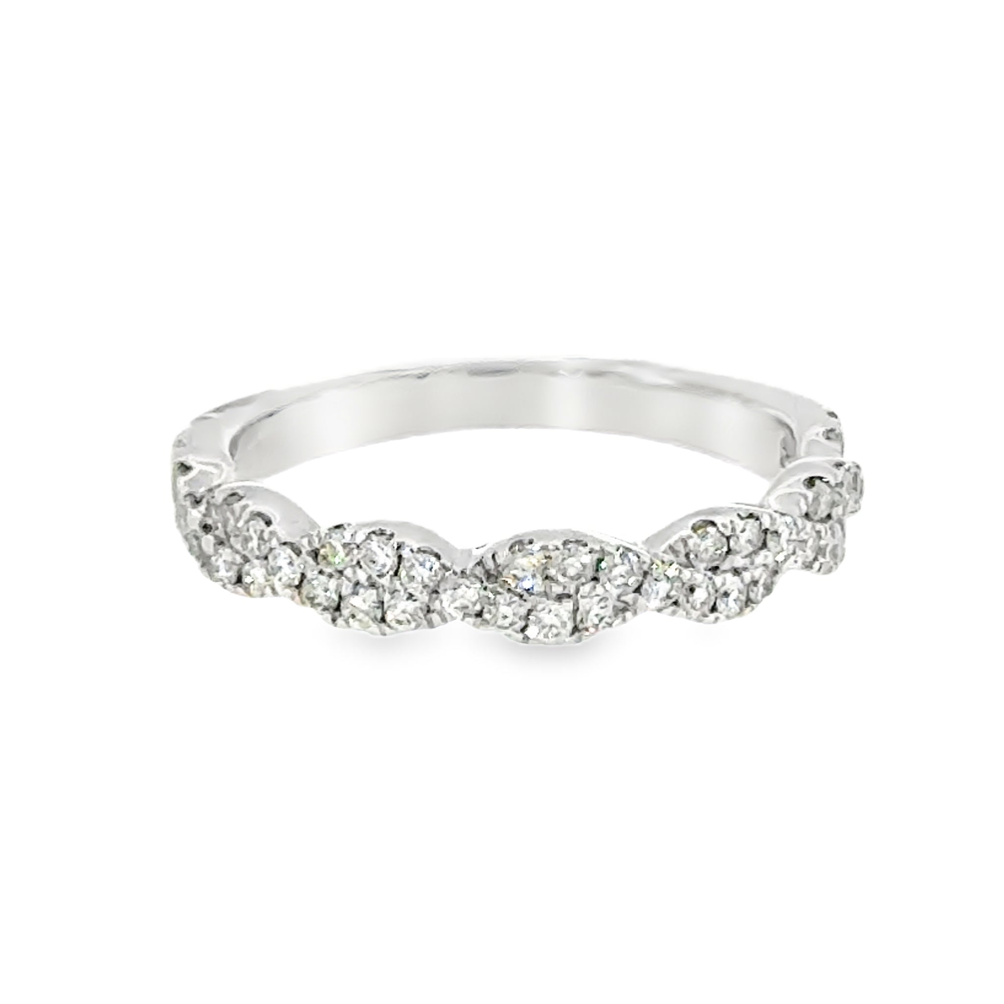 14 Karat White Gold Twist Anniversary Ring with .40ctw Round Lab Created Diamonds