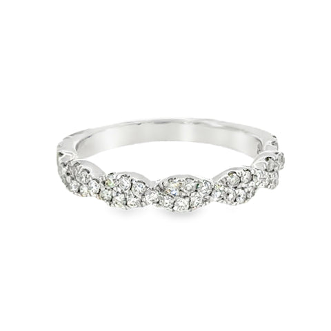 14 Karat White Gold Twist Anniversary Ring with .40ctw Round Lab Created Diamonds