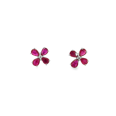 Clover Stud Earrings | 14k White