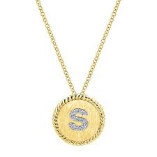 Initial Medallion "S" Pendant | 14k Yellow