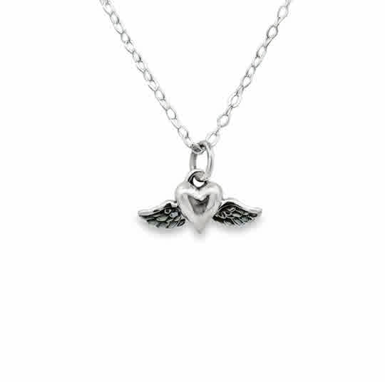 Sterling Silver Heavenly Wings on an 18'' Dainty Chain, A Piece of My Heart is in Heaven