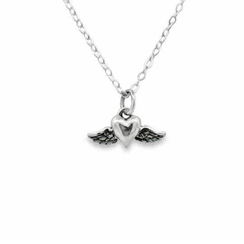 Sterling Silver Heavenly Wings on an 18'' Dainty Chain, A Piece of My Heart is in Heaven