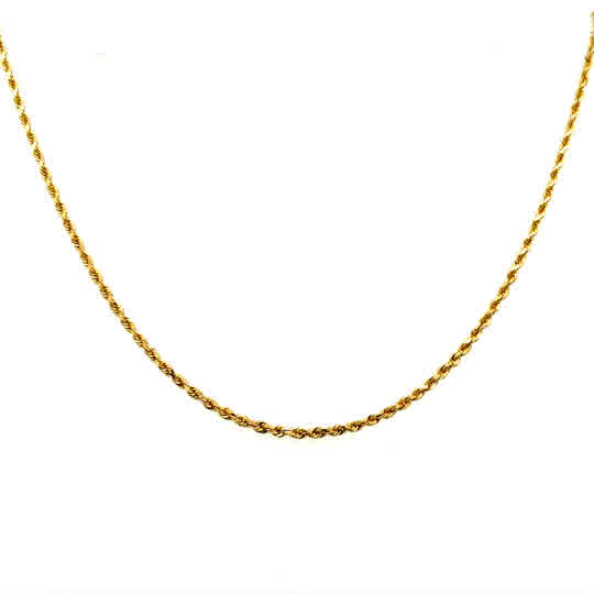 Yellow 10 Karat Diamond Cut 1.6Mm Rope Chain Length 18