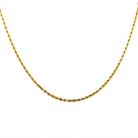 Yellow 10 Karat Diamond Cut 1.6Mm Rope Chain Length 18