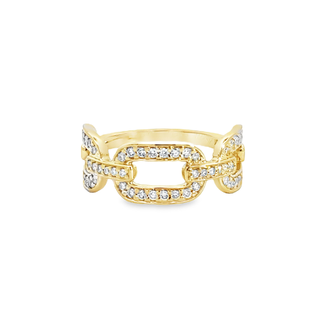 Lady's Yellow 14 Karat Link Fashion Ring 0.4tw Round G/H SI1 Diamonds