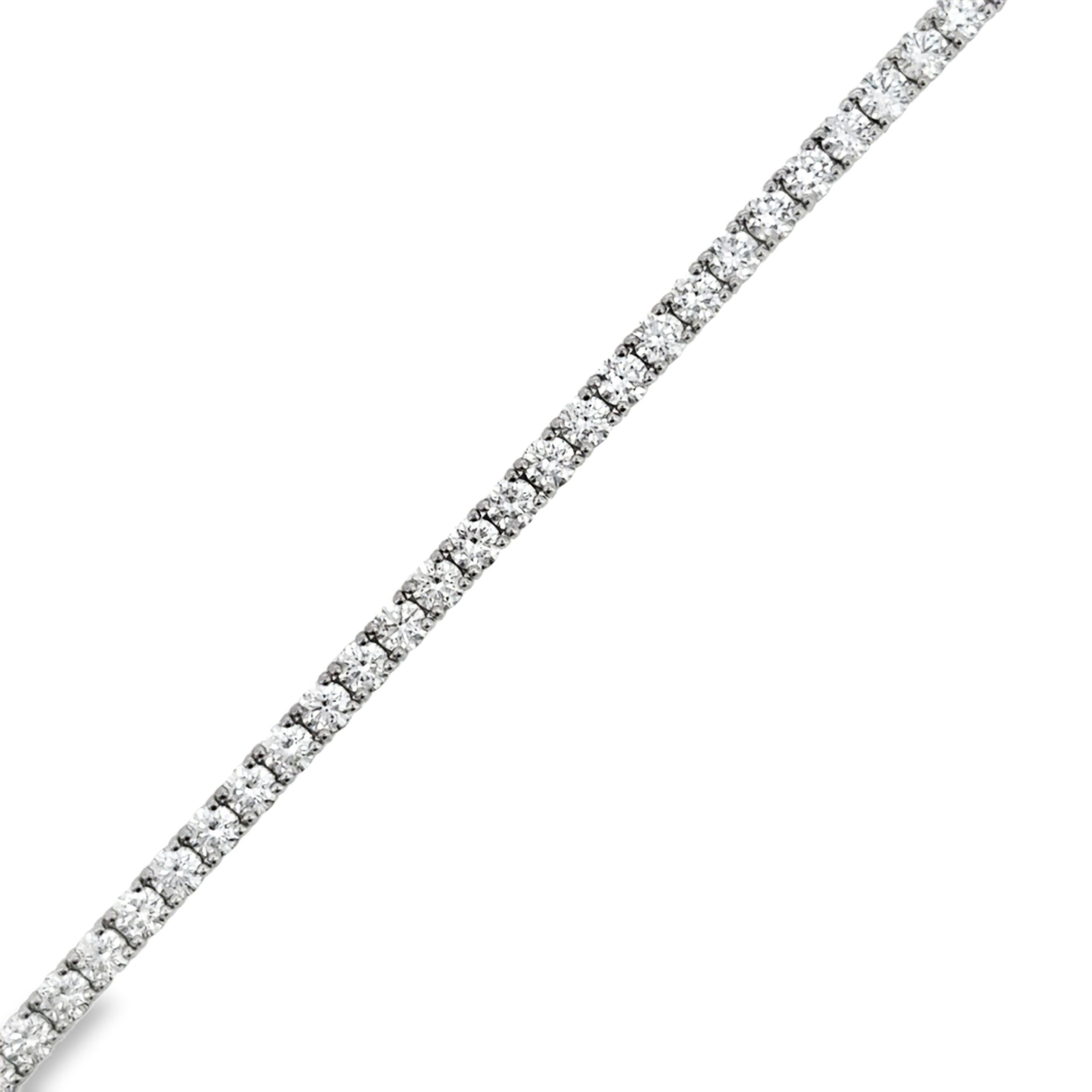 14 Karat White Gold Lab Created Tennis Bracelet Set With Forty - Seven Round Lab Created Diamonds 11.72ctw