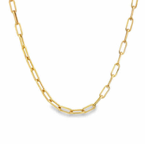 14 Karat Yellow Gold Paperclip Chain, Hollow