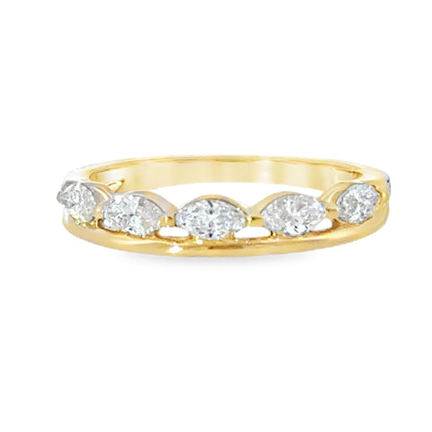 10 Karat Yellow Gold Double Row with Five (5) Marquise Lab Created Diamonds .51ctw
