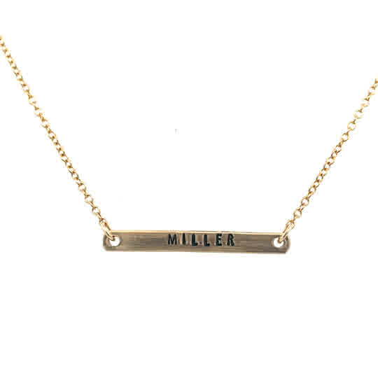 Lady's Yellow Gold Filled Dainty Name Bar Necklace

-Choose up to a