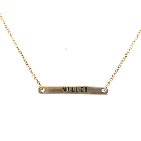 Lady's Yellow Gold Filled Dainty Name Bar Necklace

-Choose up to a