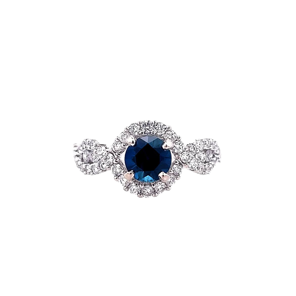 Twist With Round Halo Fashion Ring | 14k White (0.85ct Round)