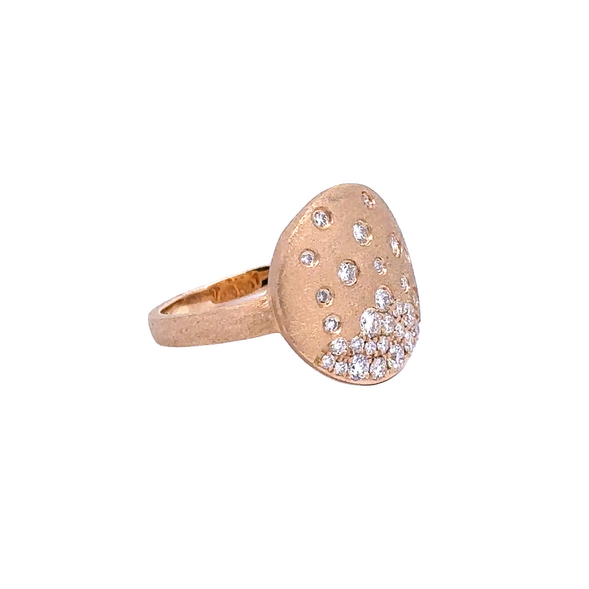 Lady's Yellow 14 Karat Satin Circle, Shield 15.5Mm Fashion Ring With 0.49Tw Round G/H Si1 Diamonds