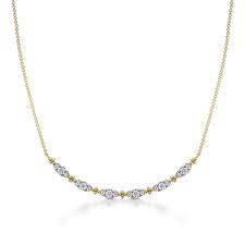 14K Yellow Gold Curved Bujukan Bar Diamond Necklace with .75ctw Diamonds