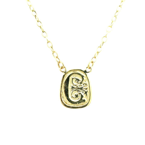 Yellow 14 Karat "C" Initial Plate, Soldered Stationary Charms Style: O