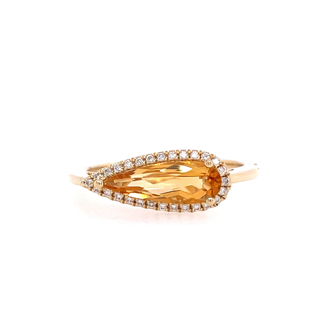 Horizontal Fashion Ring | 14k Yellow (1.10ct Pear)
