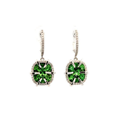 Lady's White 14 Karat Modern Halo Earrings With = 1.45Tw Various Shape