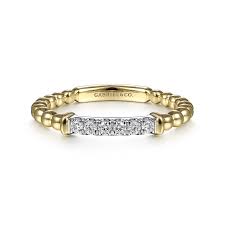 Lady's Tt 14 Karat Bujukan Bead And Pave' Center Bar Fashion Ring Size