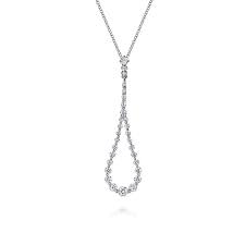 White 14 Karat Lusso, Teardrop Pendant Length 17.5 With 1.44Tw Round G