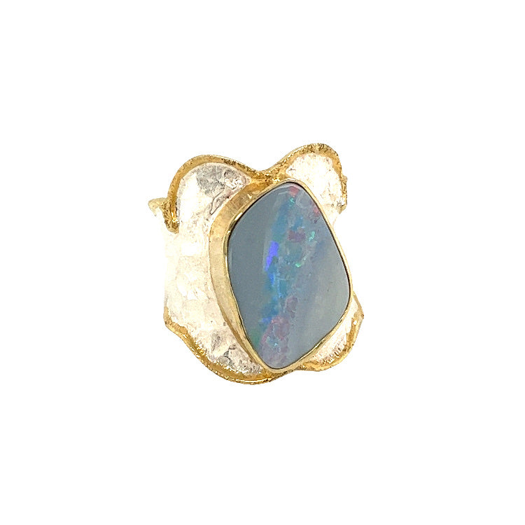 Wide Bezel Set Fashion Ring | Sterling Silver/22k Gold Vermeil