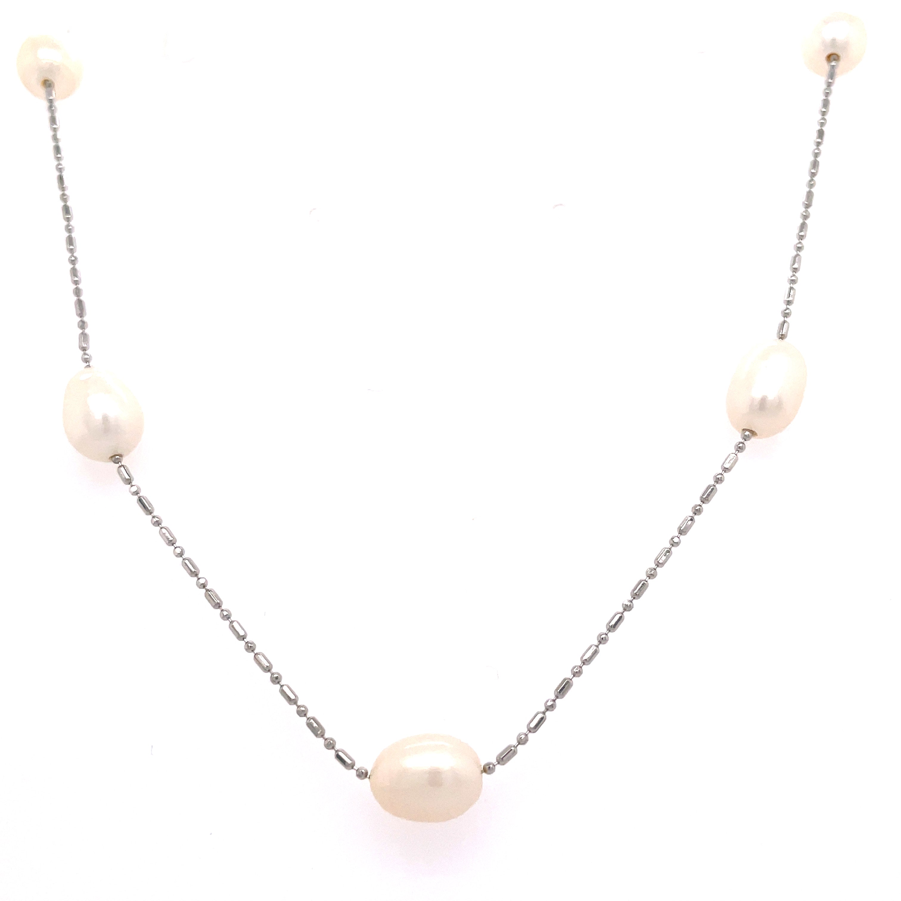 Lady's 7Mm Freshwater Cultured White Pearls. The Pearls Are Petite Sha
