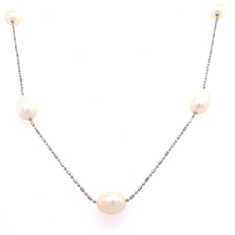 Lady's 7Mm Freshwater Cultured White Pearls. The Pearls Are Petite Sha
