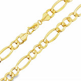 Yellow 14 Karat 7.2Mm Heavy Hollow Bevel Figaro Chain Length 22