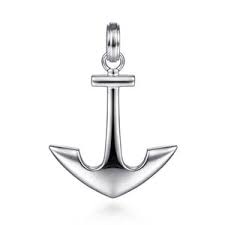 Lady's White Sterling Silver Anchor Charm