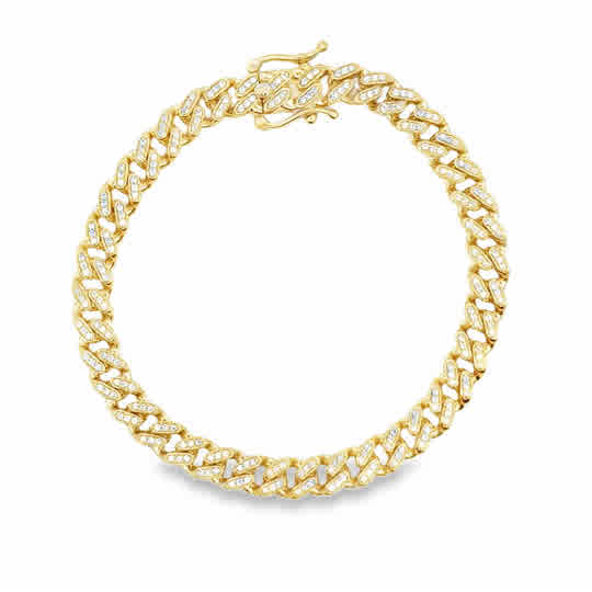 14 Karat Yellow Gold Link Bracelet 0.95tw Round Brilliant Cut G/H Si1 Diamonds