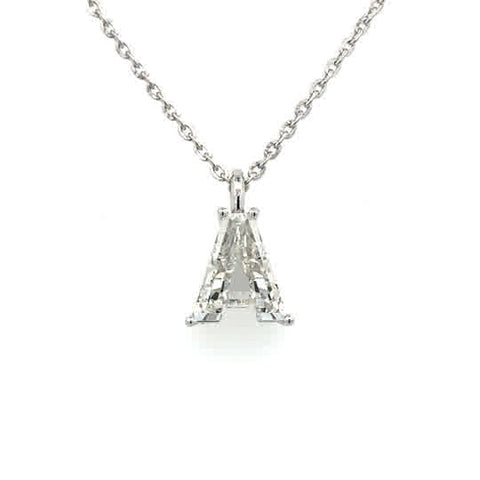 Lady's White 14 Karat "A" Initial Lab Created Necklace With One = 2.65